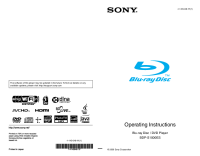 Sony BDP-S1000ES - Owners Manual 